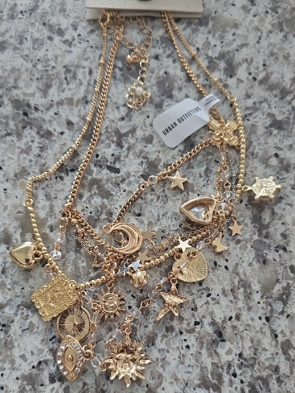 Urban Outfitters Gold Multi-Layer Charm Necklace